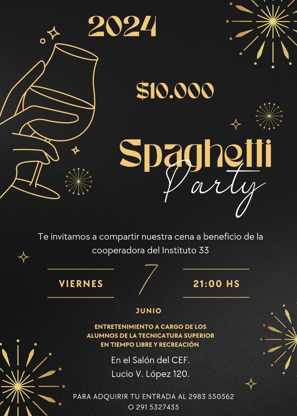 Spaghetti Party a beneficio de la Cooperadora del Instituto 33