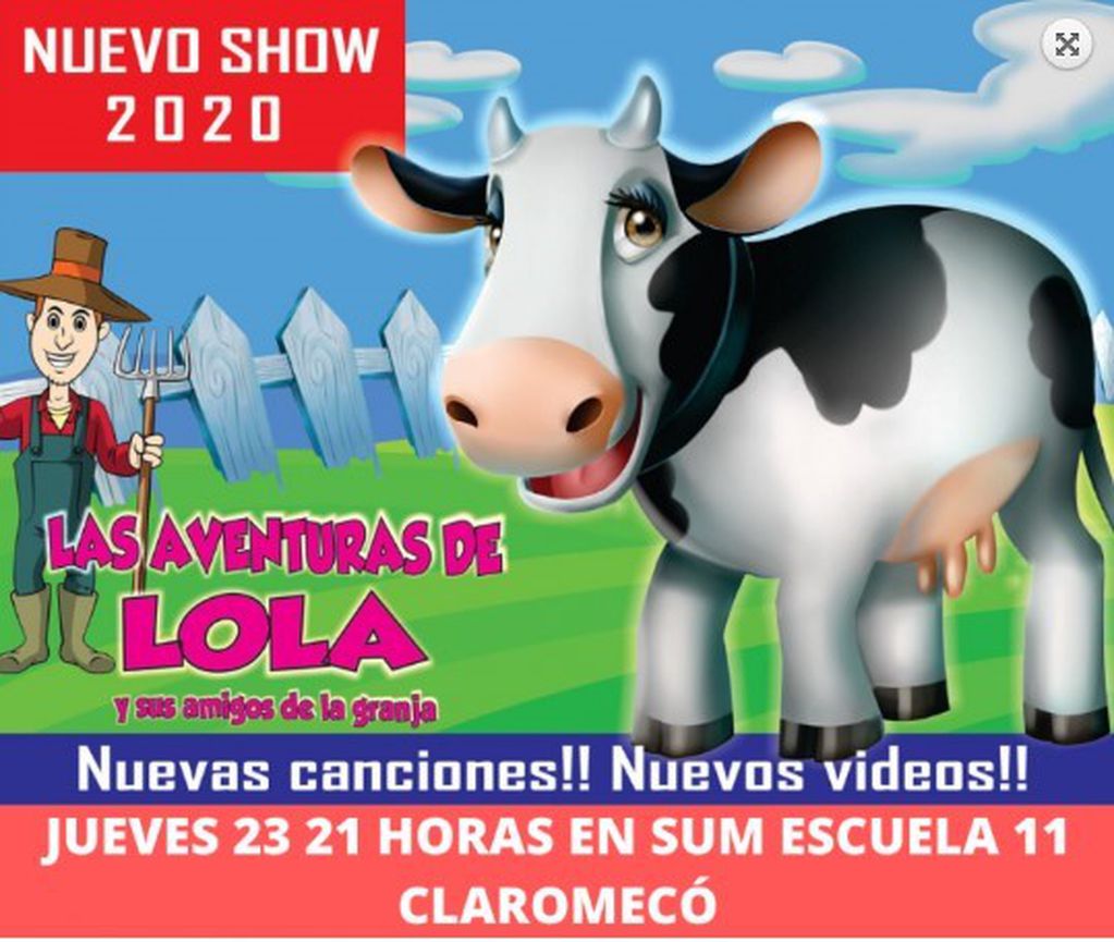 "Las aventuras de la vaca Lola y sus amigos de la granja" en Claromecó