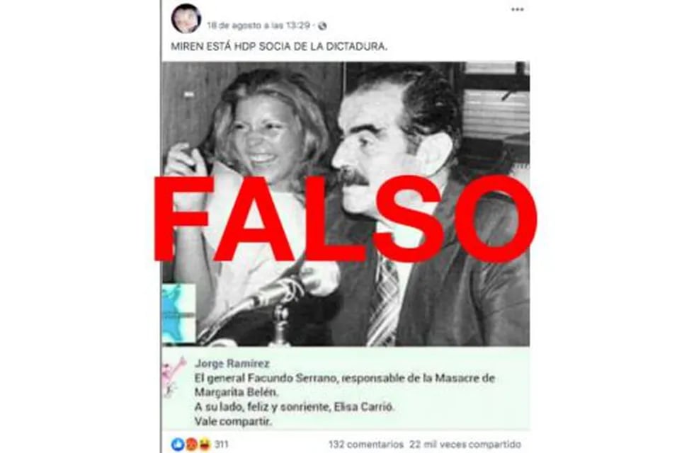 Es falsa la foto de Carrió con el ex gobernador de facto de Chaco. (Reverso)