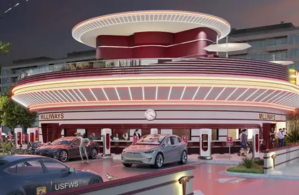 El restaurante futurista de Tesla con autocine y estación Supercharger finalmente se está convirtiendo en una realidad