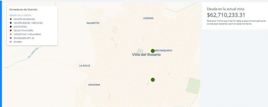 Infografia de los acreedores de Vicentin en Arroyito y zona