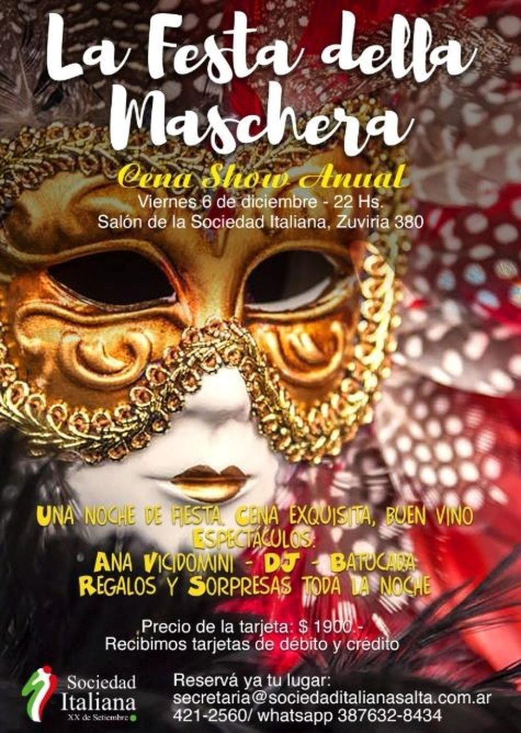 La Festa della Maschera (Facebook Sociedad italiana Salta)