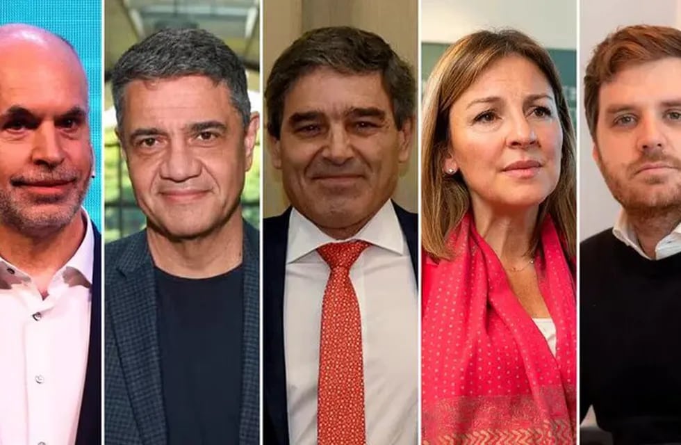 Los candidatos a jefe de Gobierno del PRO: Jorge Macri, Fernán Quirós, Soledad Acuña y Emmanuel Ferrario