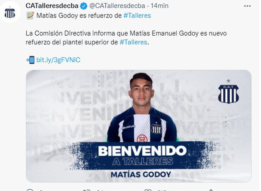 Matías Godoy, de reciente paso por Instituto, ya es refuerzo de Talleres.
