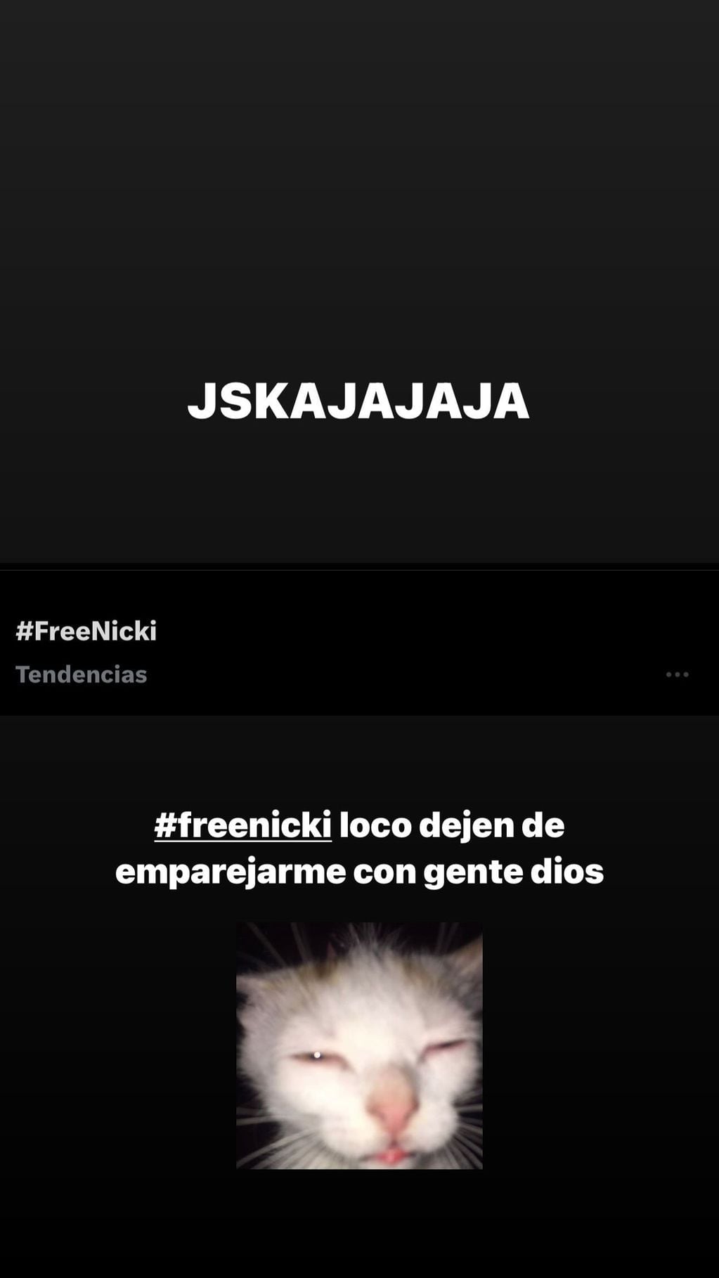 Nicki Nicole publicó un meme para rechazar los rumores de romance con el hashtag "Free Nicki".