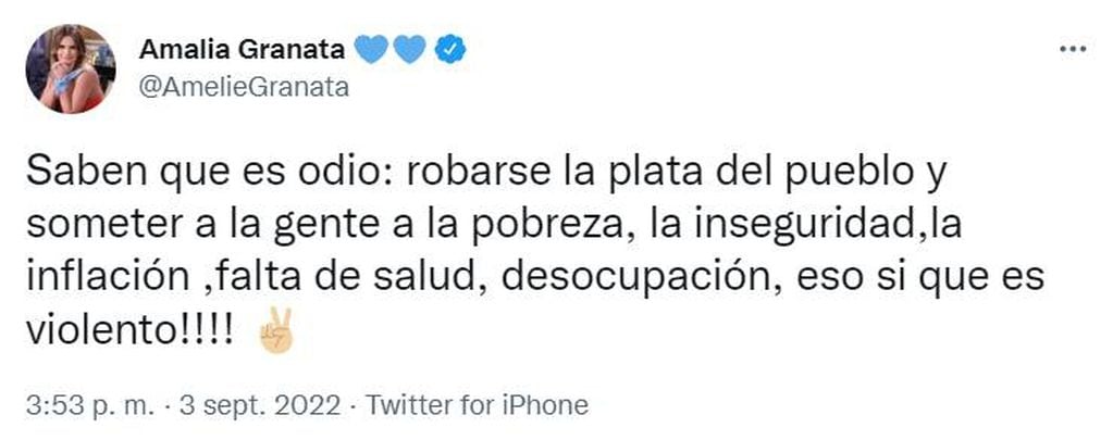 La diputada provincial Amalia Granata rechazó el pedido de expulsión de la Cámara baja de Santa Fe por sus declaraciones sobre el atentado a la vicepresidenta Cristina Fernández de Kirchner.