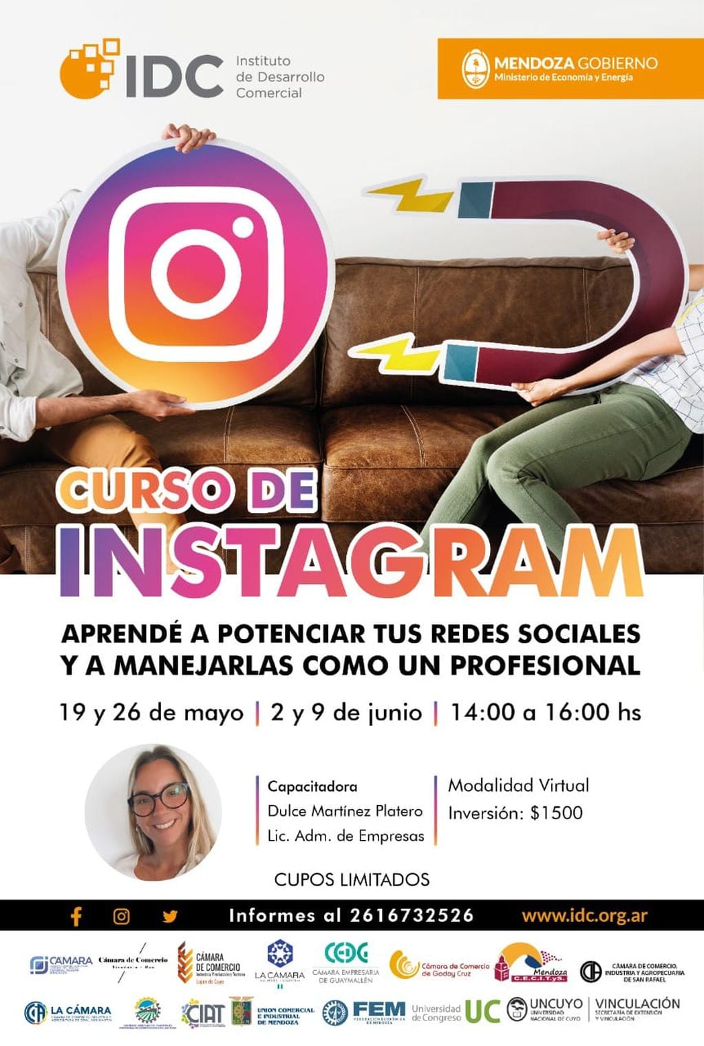 Curso sobre Instagram, lanzado por el IDC, para pequeños y medianos comerciantes de Mendoza.