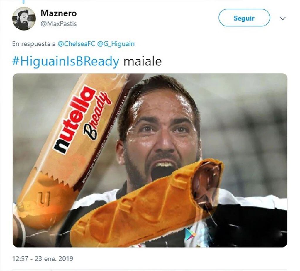 Hinchas del Milan se burlan de Gonzalo Higuaín por una foto en la que aparece ocultando un paquete de dulces.