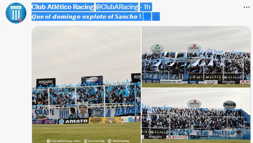 Racing recibe el domingo a Sarmiento de Chaco, por el pase a la final del Federal A.