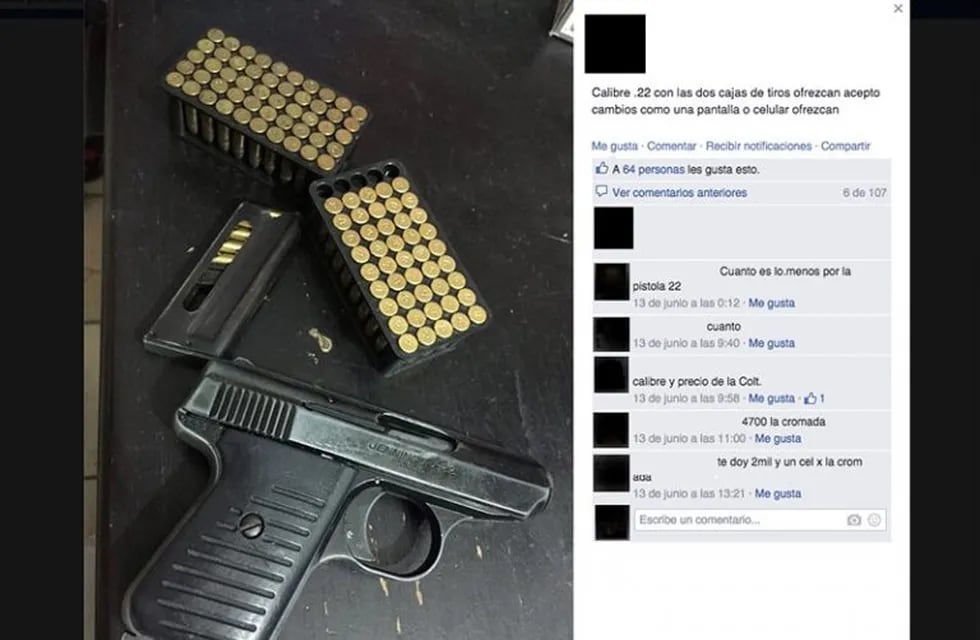 Vendía armas sin los papeles por el Facebook. Fue detenido