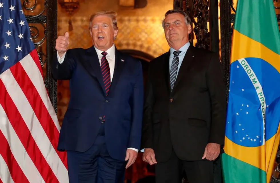 El último encuentro entre Trump y Bolsonaro, el 7 de marzo de 2020 en West Palm Beach (DPA)