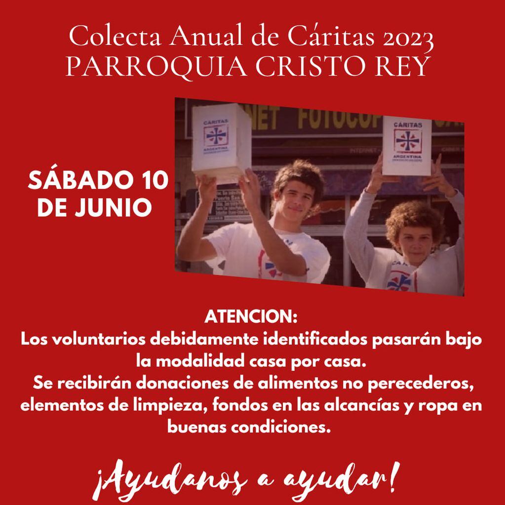 Mañana comenzará la Colecta Anual de Cáritas en Punta Alta y Villa Arias