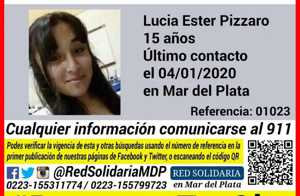 Buscan a una adolescente de 15 años que lleva 48 horas sin aparecer (Foto: Red Solidaria Mar del Plata)