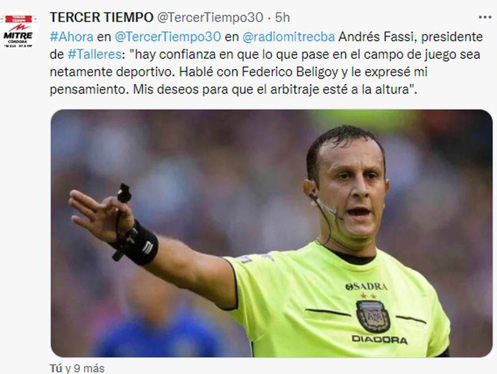 El presidente Andrés Fassi se refirió al árbitro designado para la final, Darío Herrera.