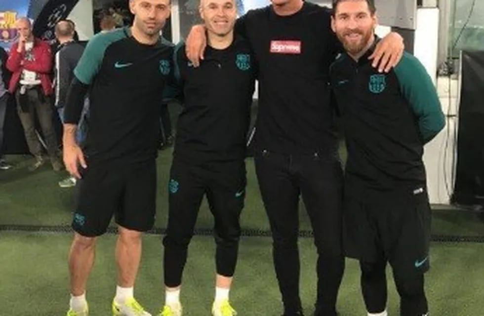 Maxi López con Messi y Mascherano