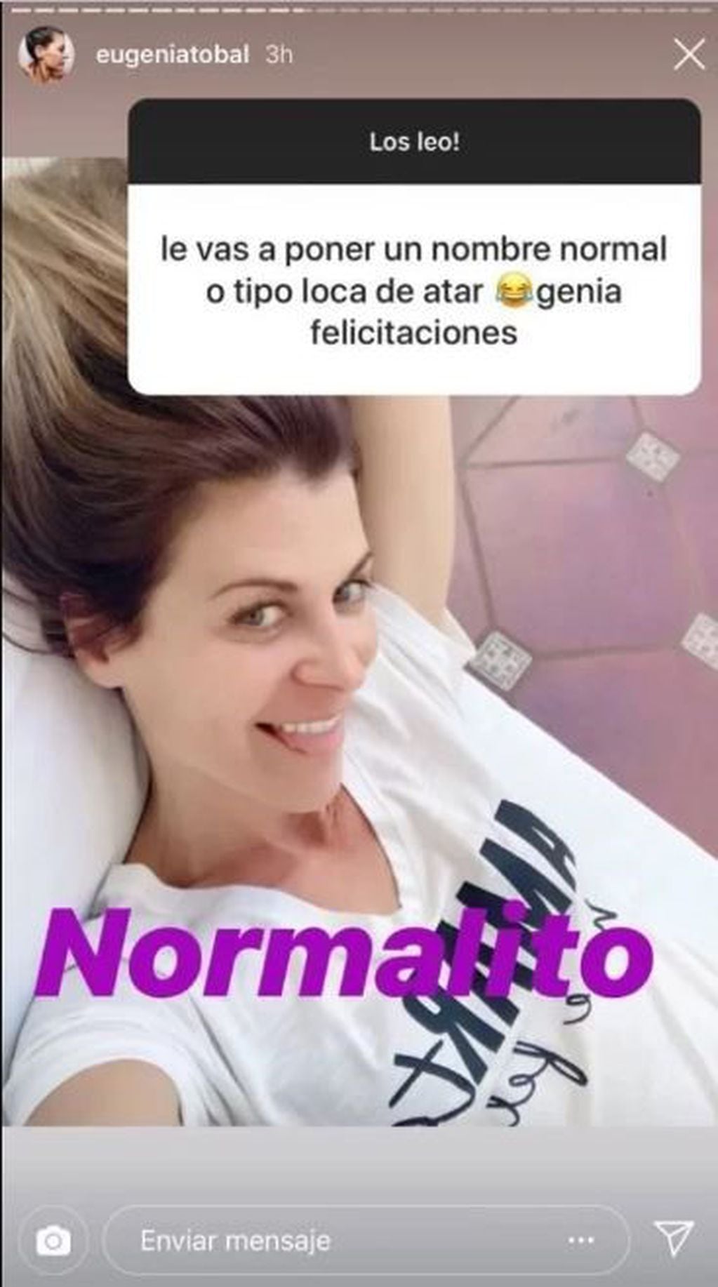 Eugenia Tobal le contó a un seguidor qué tipo de nombre le va a poner a su bebé (Instagram/ eugeniatobal)
