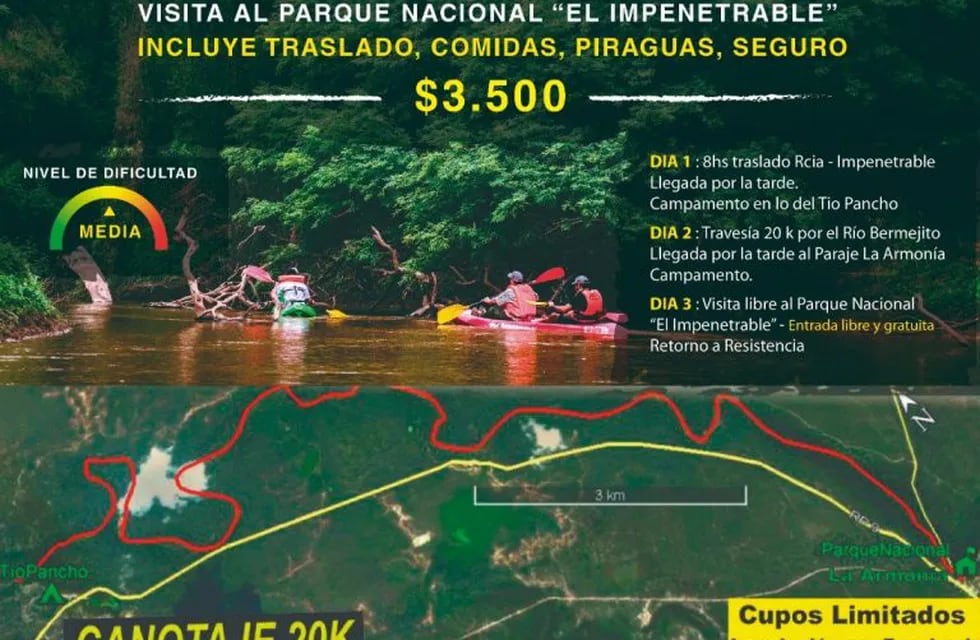 La propuesta ofrece acampar en El Parque El Impenetrable. (Prensa Instituto de Turismo)