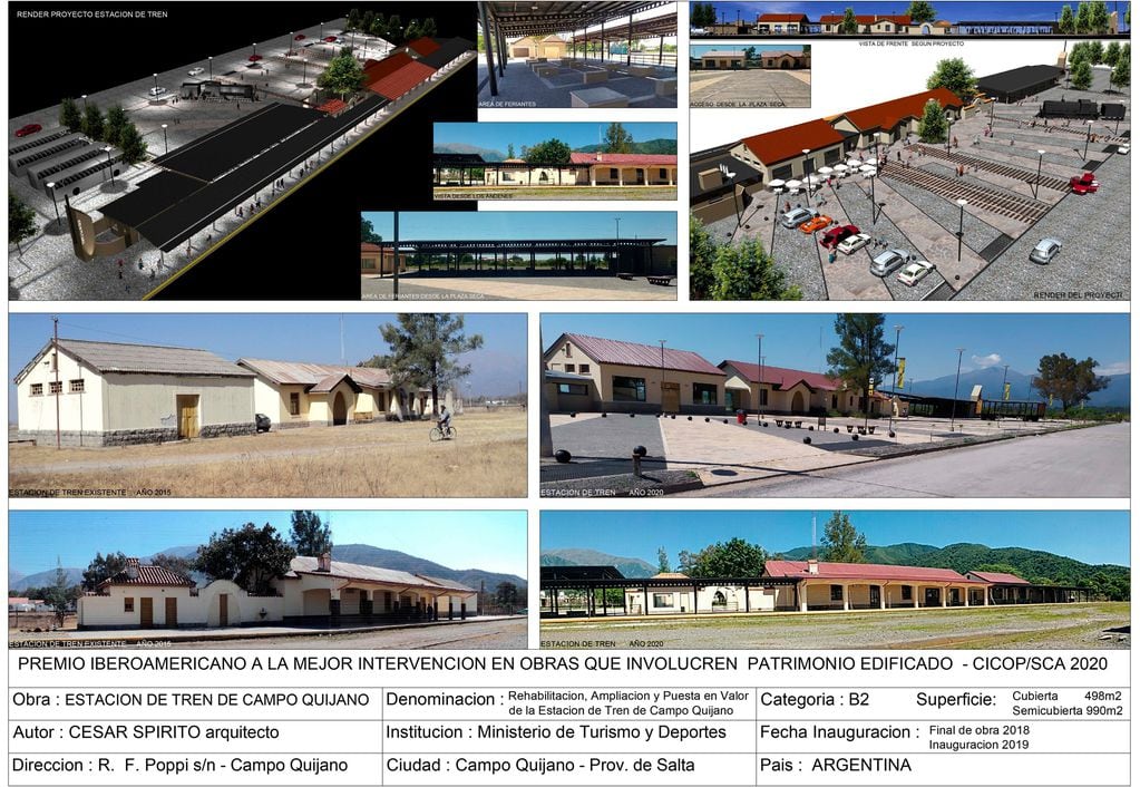 Imágenes del avance y terminación del proyecto de la Estación de Campo Quijano.