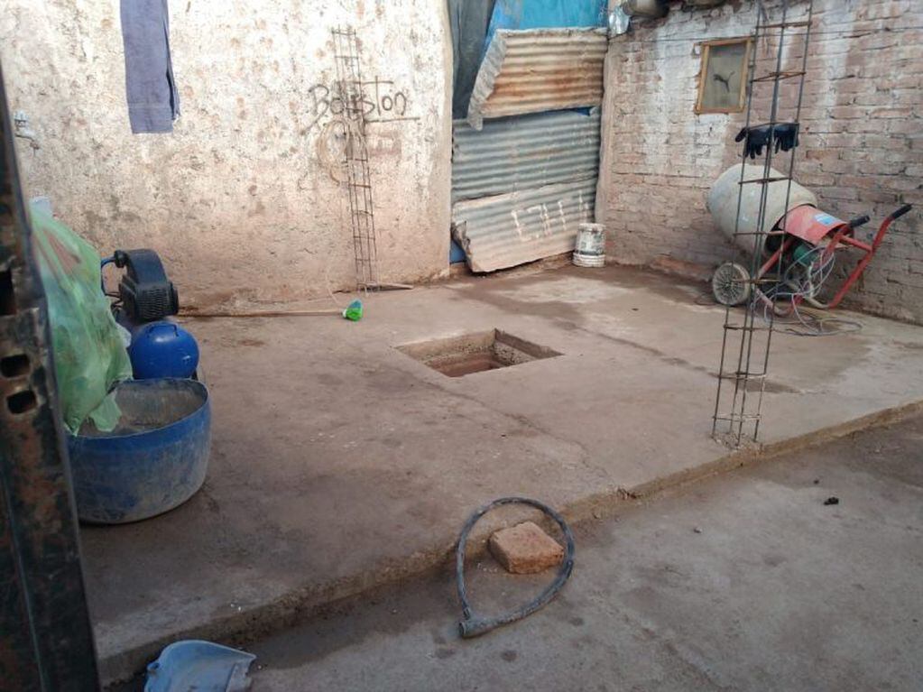 La vivienda del barrio Lihué donde se encontraron las herramientas de albañilería robadas.