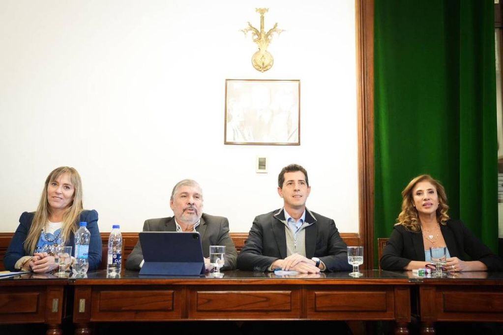 De Pedro junto a los senadores José Mayans, Juliana Di Tullio y Claudia Ledesma Abdala. Foto: Comunicación Senado.