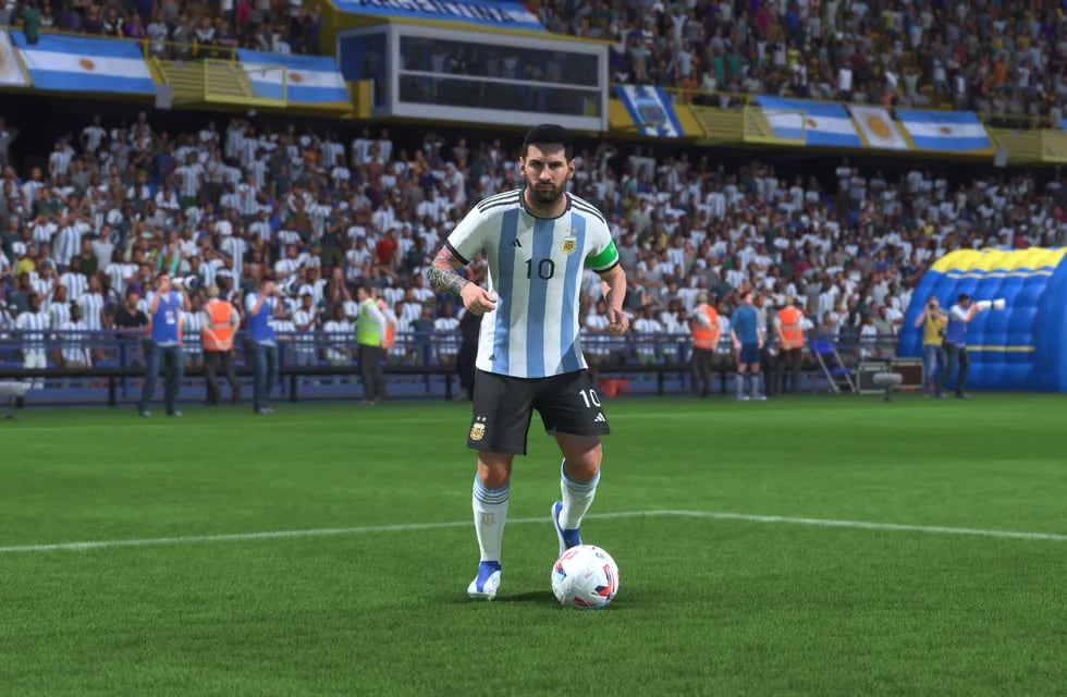 Capturas de imagen de la representación de los jugadores del seleccionado argentino en el videojuego Fifa 23.