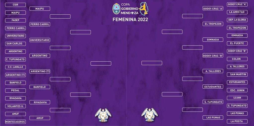 Cruces de 8vos. de final de la Copa Gobierno de Mendoza de fútbol femenino.