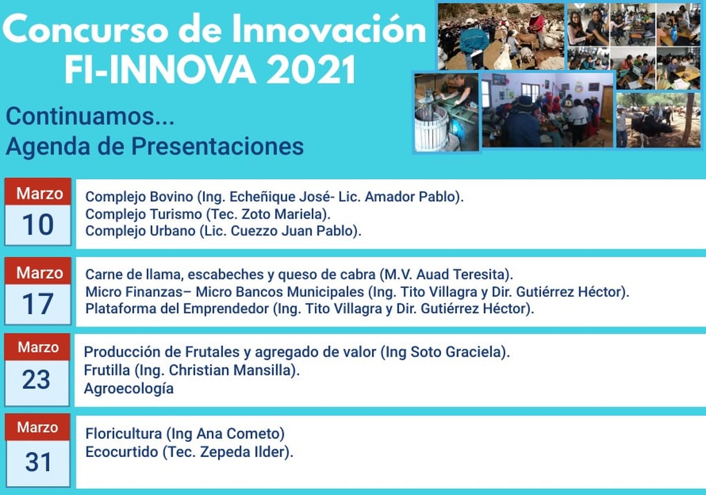 Agenda de reuniones entre productores y comerciantes de la Economía Popular y los participantes del Concurso "FI Innova".
