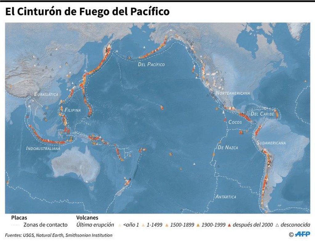 El Cinturón de Fuego del Pacífico, zona de gran actividad sísmica - AFP / AFP