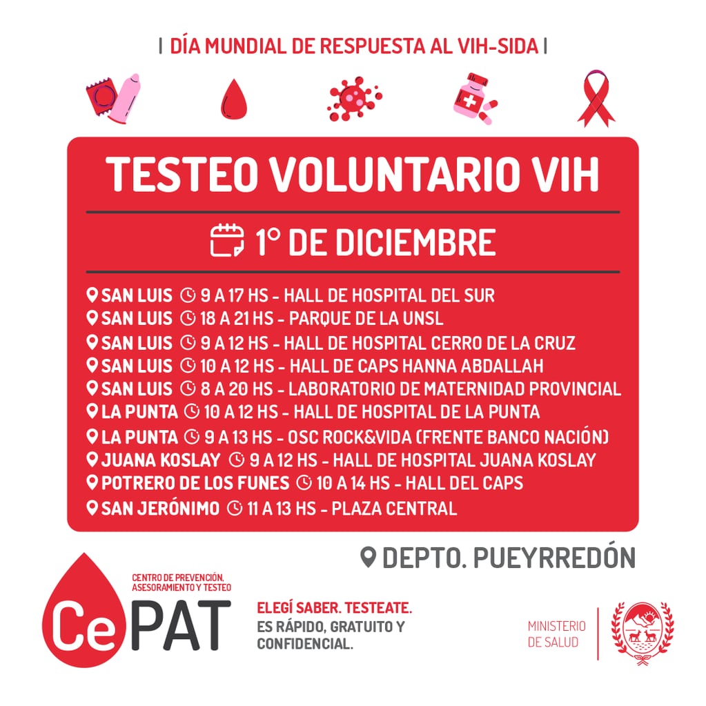 Testeos por VIH en la provincia de San Luis