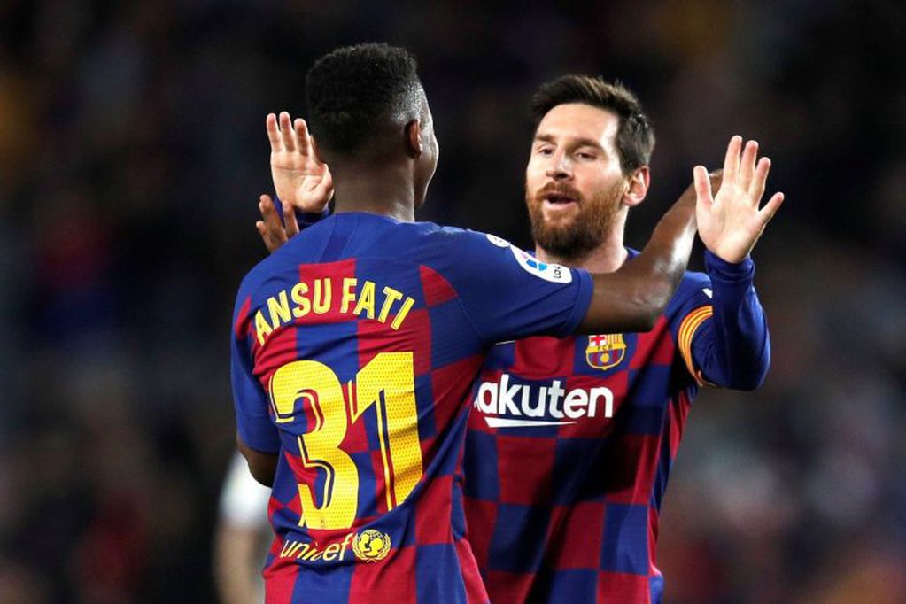 Ansu Fati y Lionel Messi, en la temporada 2019/20.