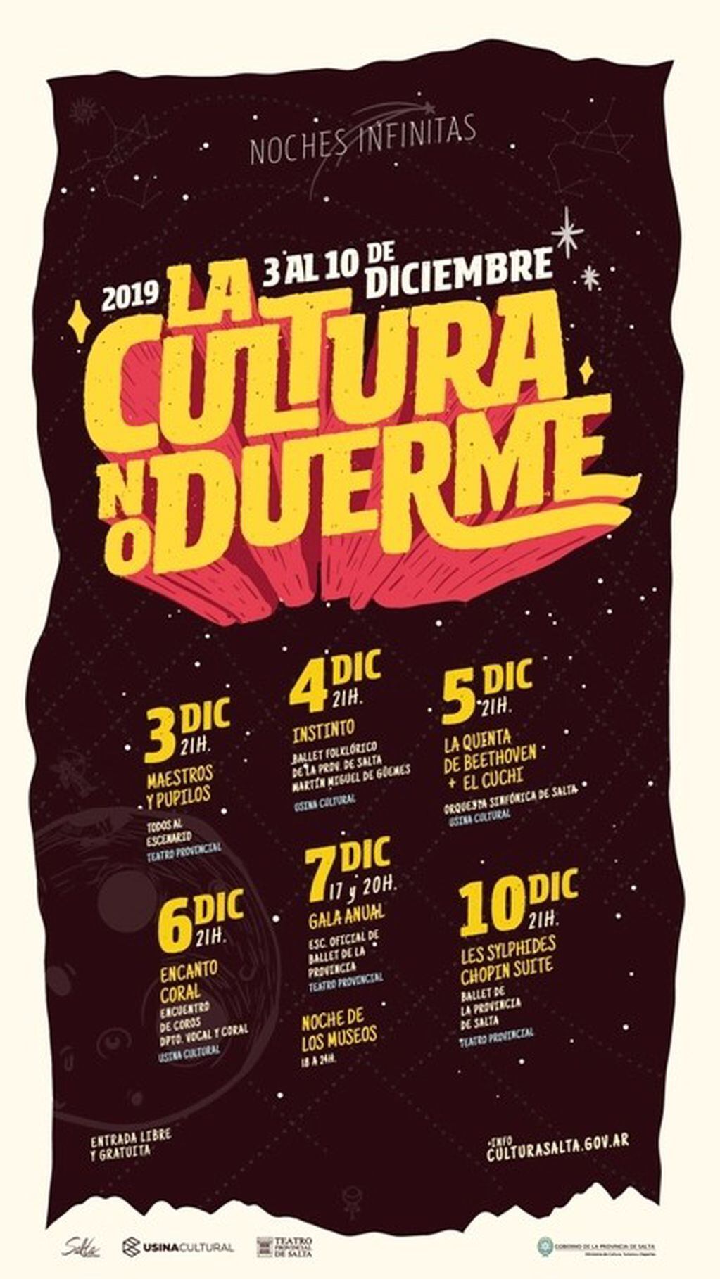 Ciclo La Cultura no Duerme 2019 (Ministerio de Cultura, Turismo y Deportes de Salta)