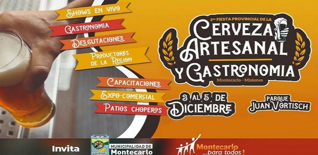 Este viernes arranca la  Segunda Edición de la Fiesta Provincial de la Cerveza Artesanal en Montecarlo.