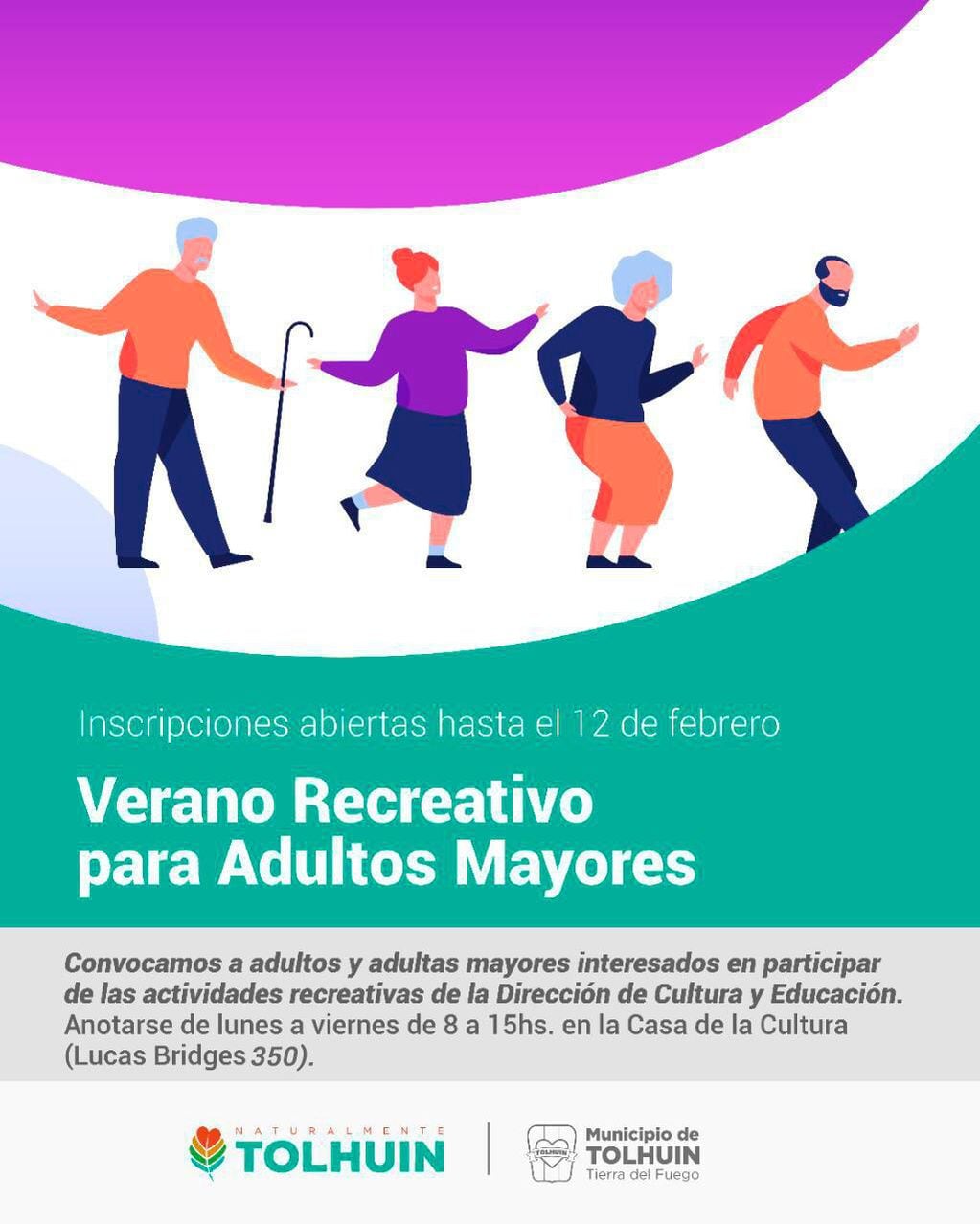 Actividades para adultos y adultas mayores a desarrollarse en los próximos días en las instalaciones de la Casa de la Cultura.