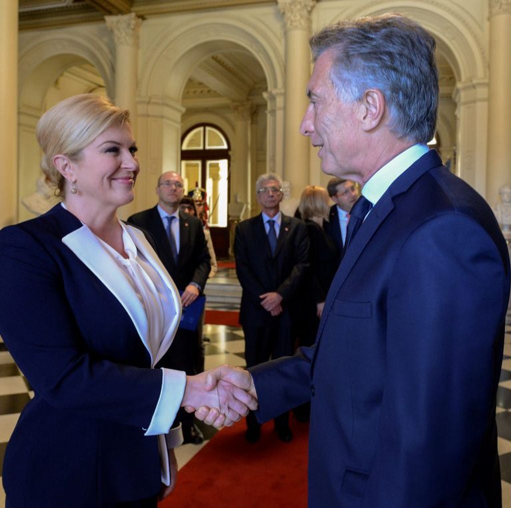 Mauricio Macri recibió a su par de Croacia en Casa de Gobierno. Foto: AFP.