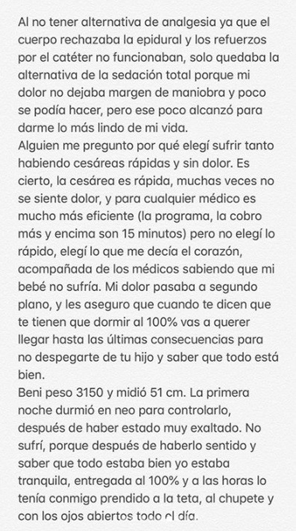 La carta que compartió Bonino a través de su Instagram (4).