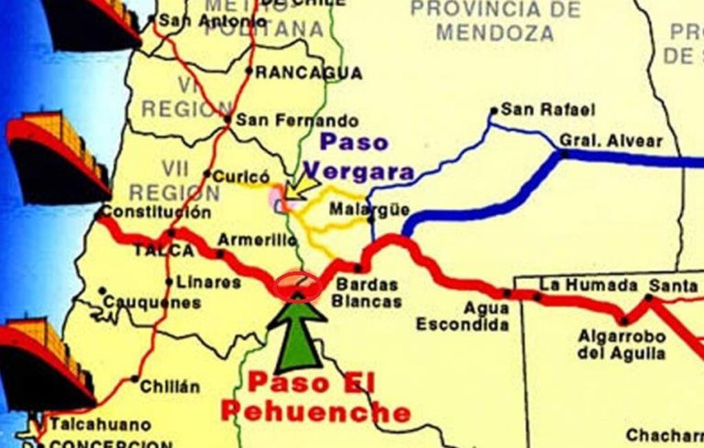 Ubicación Paso Pehuenche, Mendoza
