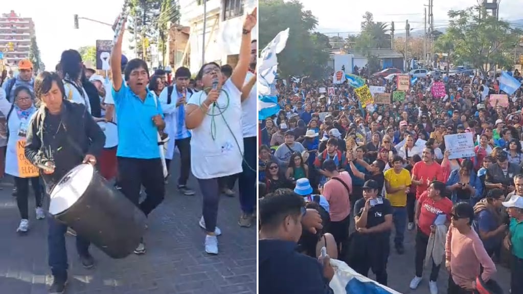 Una ruidosa columna de manifestantes recorrió las calles de San Salvador de Jujuy  haciendo escuchar el reclamo de la docencia.