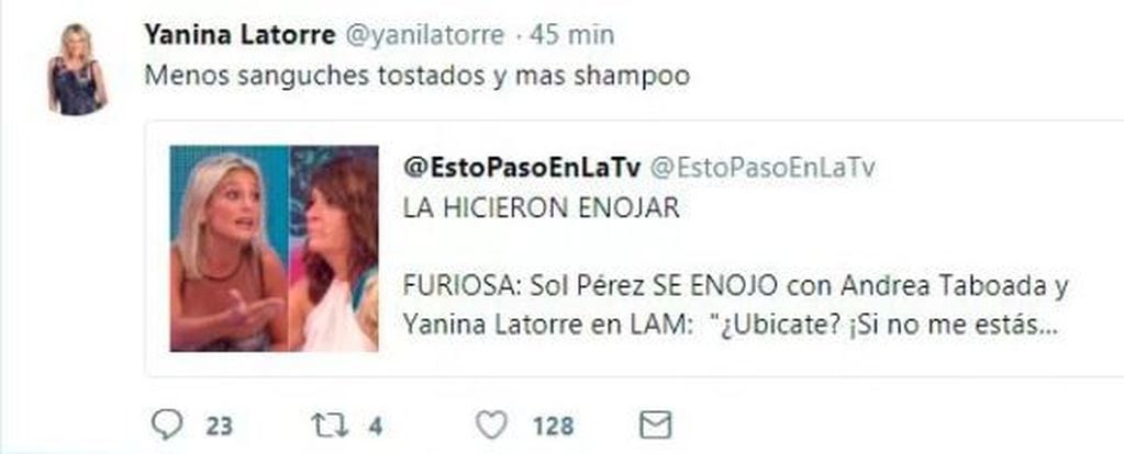 Yanina Latorre vs Sol Pérez