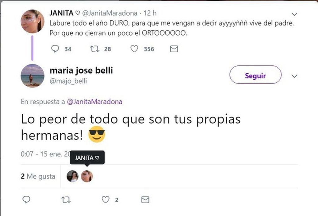 Jana Maradona enTwitter