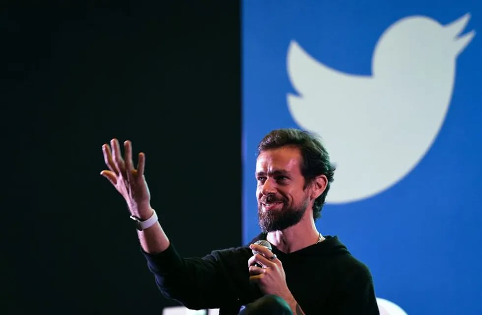 (FILES) In this file photo taken on November 12, 2018 Twitter CEO and co-founder Jack Dorsey gestures while interacting with students at the Indian Institute of Technology (IIT) in New Delhi on November 12, 2018. - A series of erratic and offensive messages appearing on the account of Twitter chief executive Jack Dorsey August 30, 2019 suggest his account had been hacked. The tweets containing racial slurs and suggestions about a bomb showed up around 2000 GMT on the @jack account of the founder of the short messaging service. The company did not immediately respond to an AFP query. (Photo by Prakash SINGH / AFP)