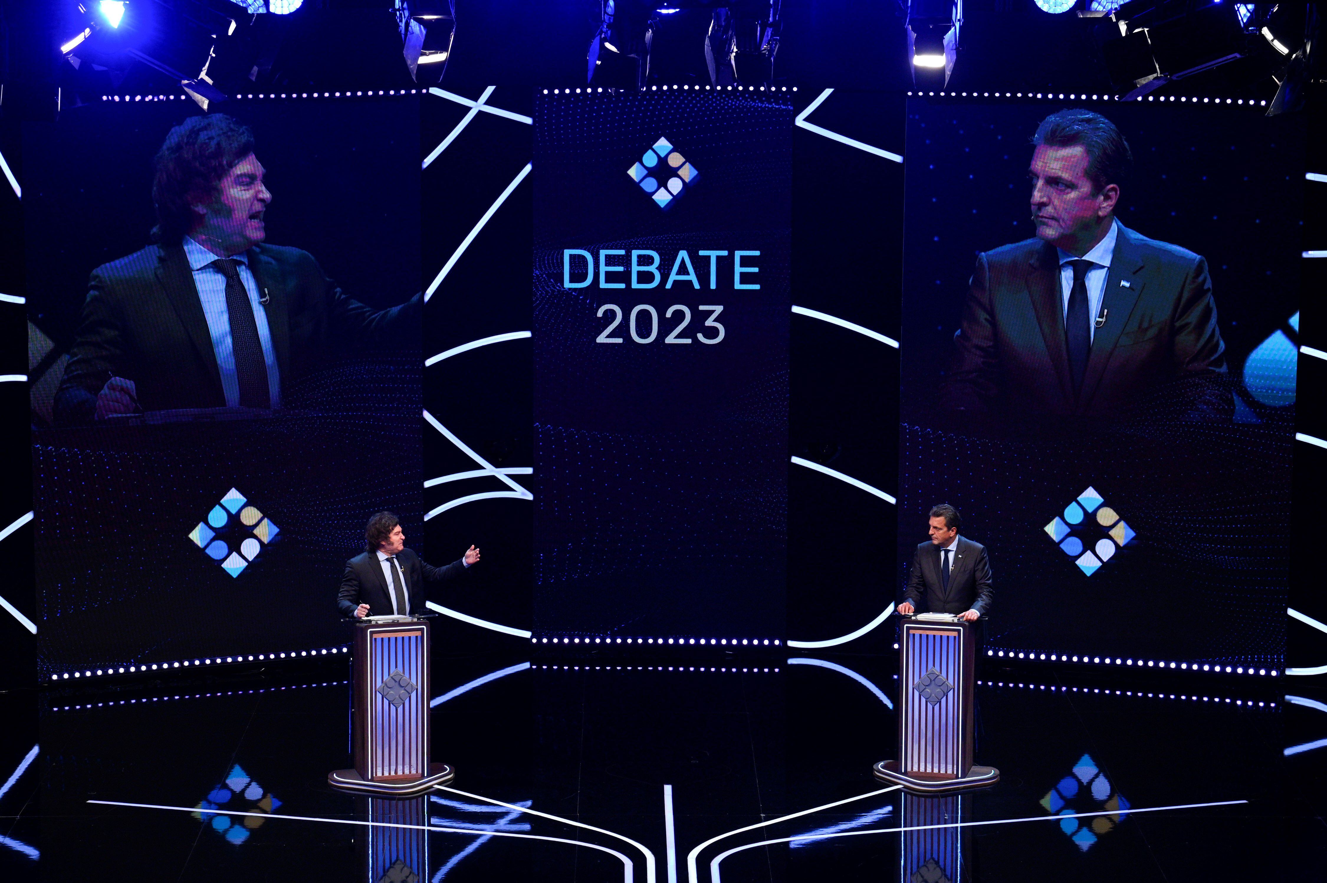 El debate entre Javier Milei y Sergio Massa. Foto: Corresponsalía