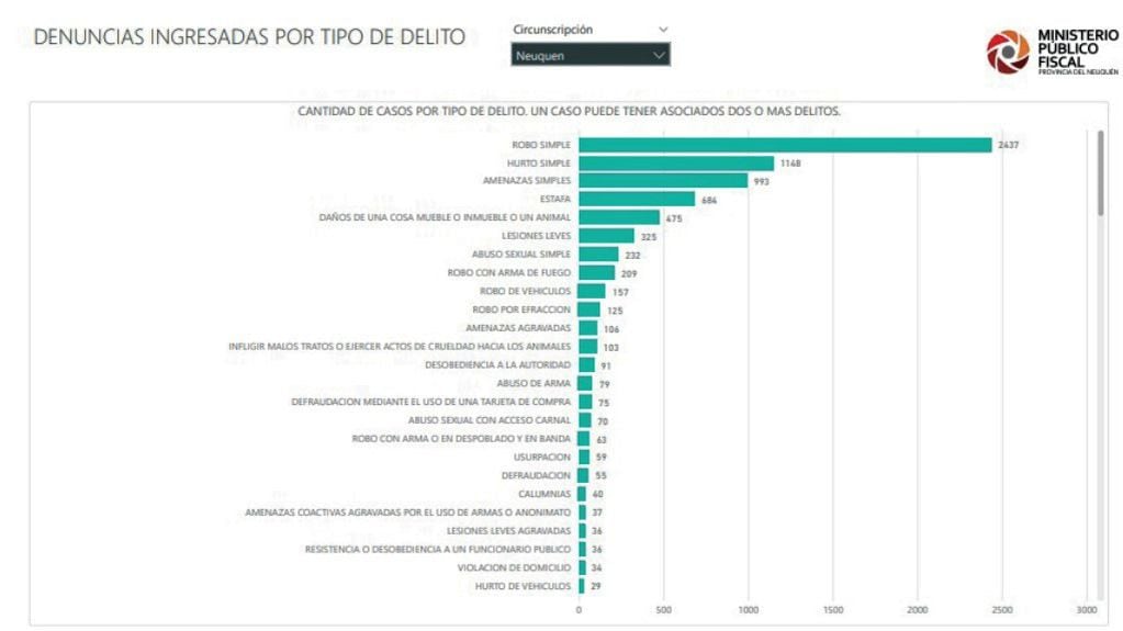 La cantidad de denuncias radicadas en Neuquén capital durante 2020.