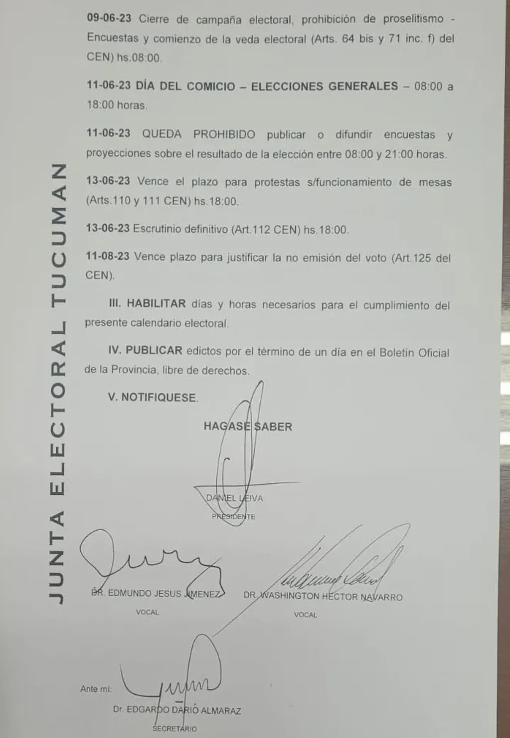 Junta electoral de Tucumán.