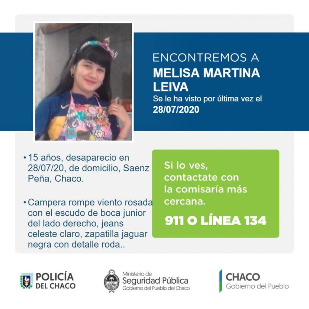 Buscan a una adolescente de 15 años que desapareció en Sáenz Peña