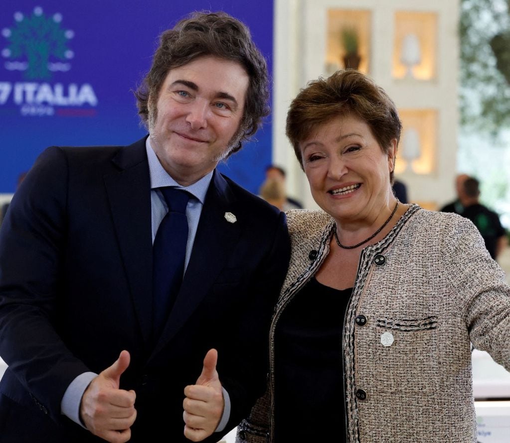 Milei y Georgieva, en el G7