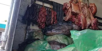 Decomisaron 1.500 kg de carne que transportaban en un camión sin refrigeración en Las Heras