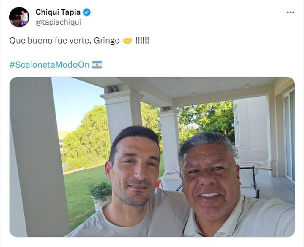 El tuit de Tapia sobre la reunión con Scaloni.