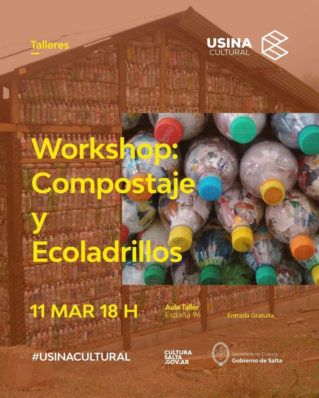 Workshop de compostaje y ecoladrillos (Facebook Usina Cultural)