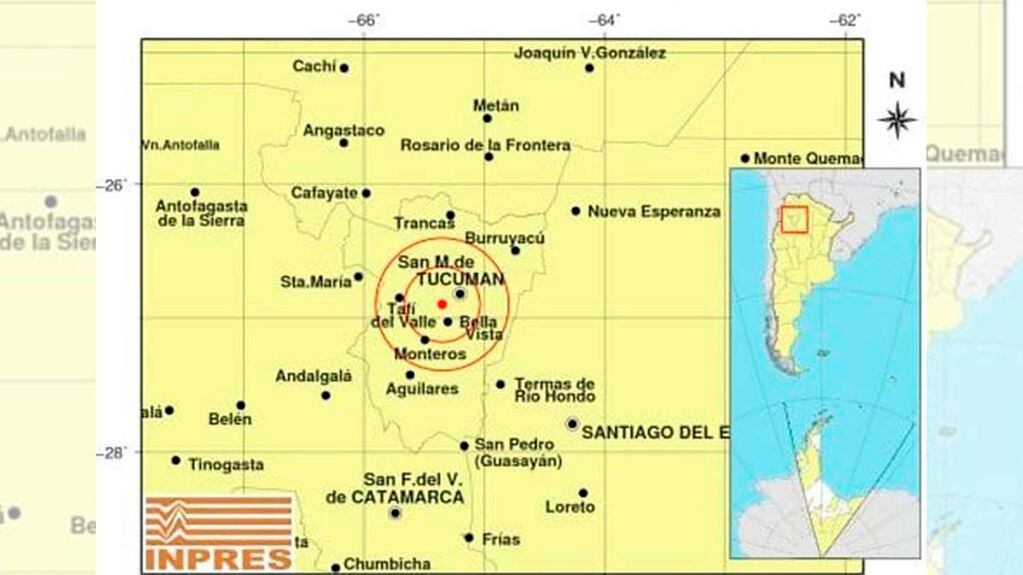 El epicentro se detectó en el departamento de Trancas, a 70 kilómetros de la capital