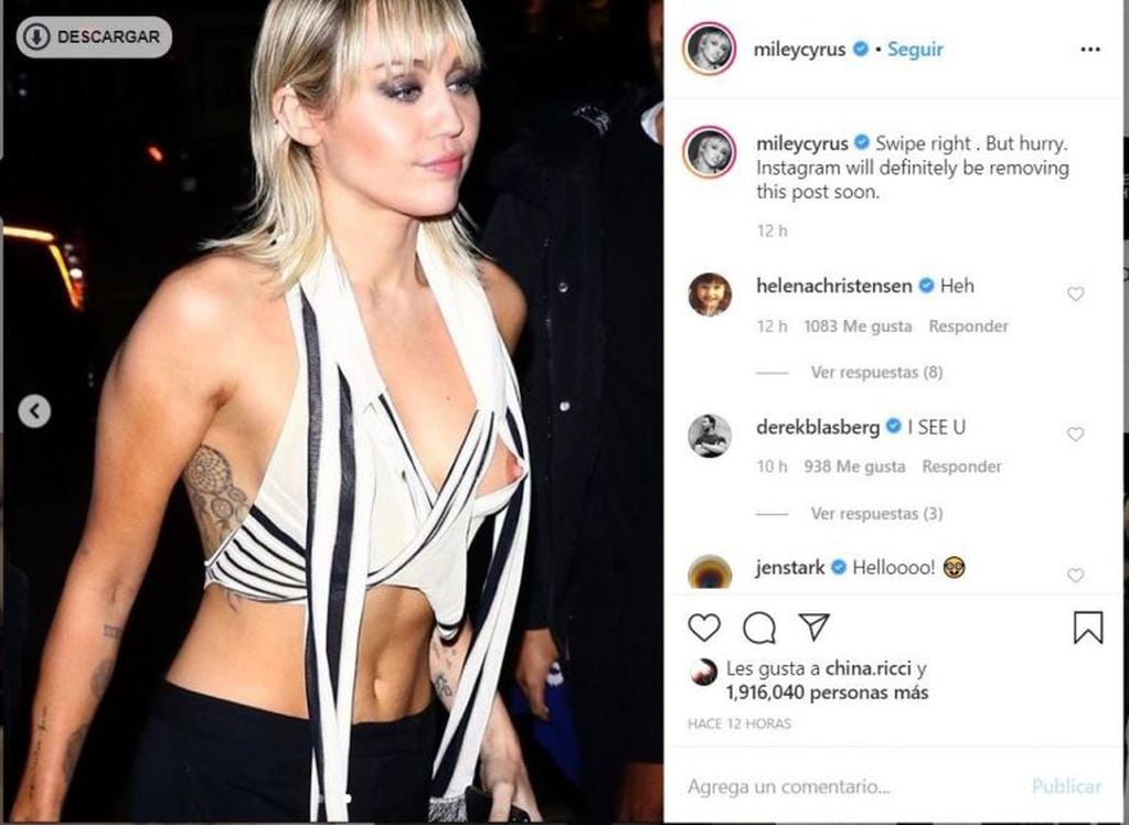 Miley Cyrus se burla de la censura de Instagram.